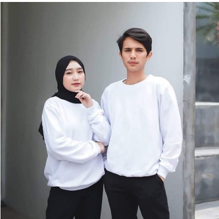 Crewneck Couple Pria Wanita Basic Polos Premium Bahan Fleece Tebal dan Halus harga MURAH