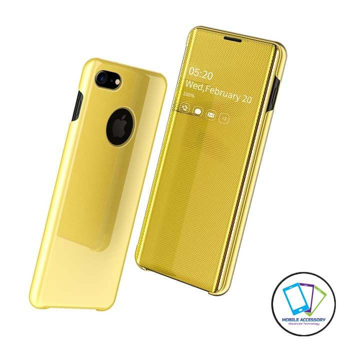 Flip Case Iphone 6 Plus 6+ 6Plus / 6S Plus 6S+ 6SPlus Flip Clear View Motif Stand Mirror Case Cover
