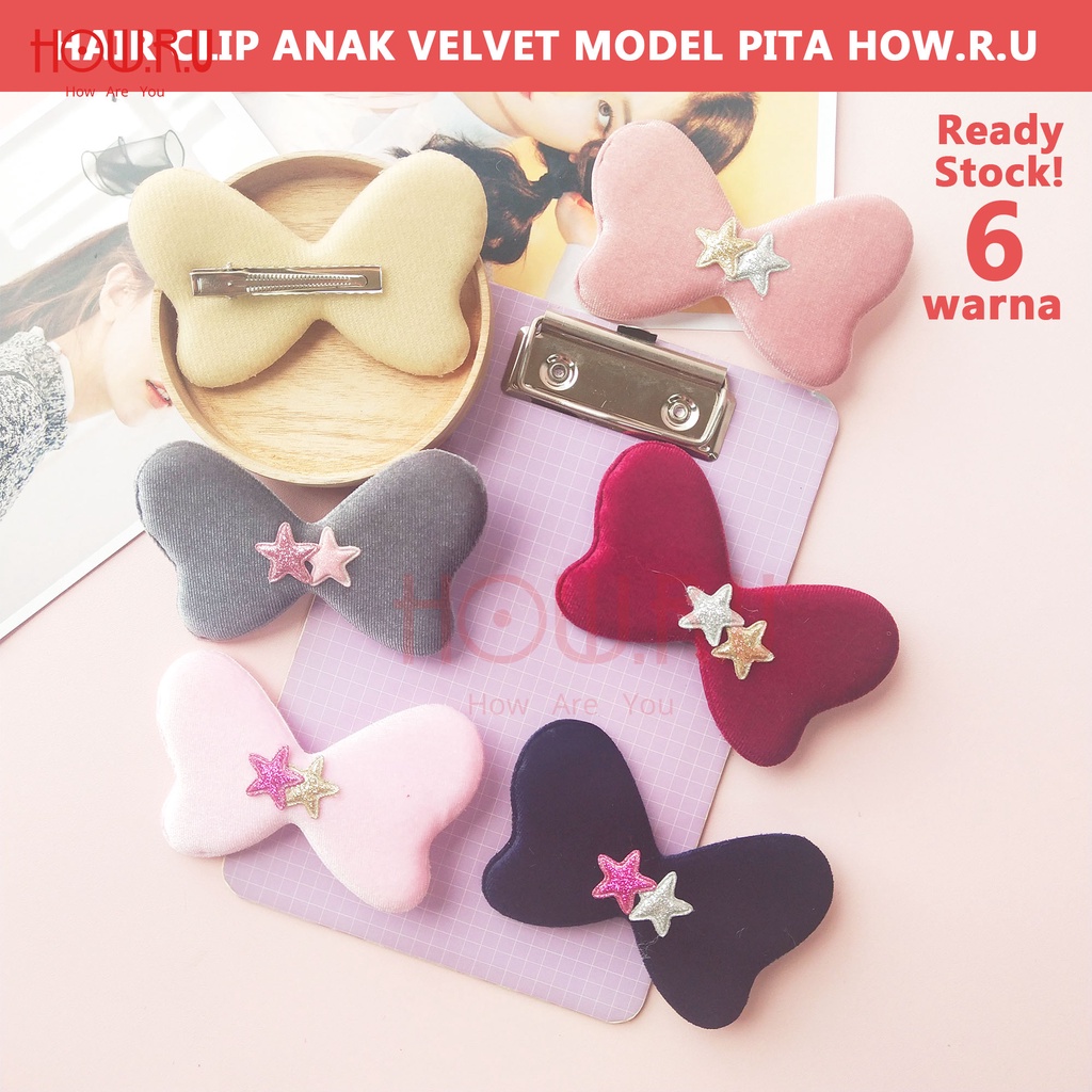 HOW.R.U | 9cm - Jepit / Klip / Hair Clip Rambut Furry Anak Motif Pita