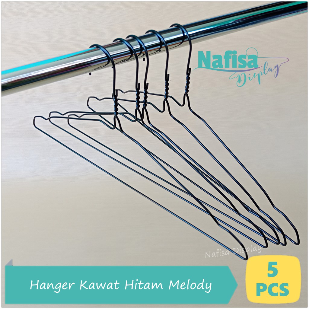 Gantungan Baju Kawat Besi Hitam Melody Hanger Display Pakaian Dewasa Nafisa