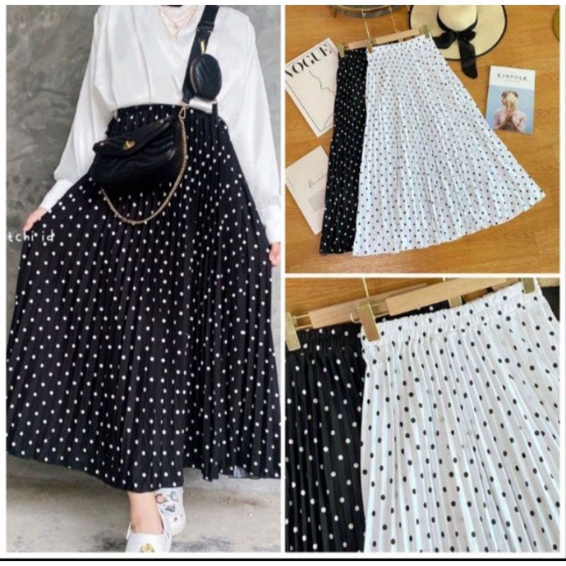 rok polka/rok wanita bermotif polkadot kecil