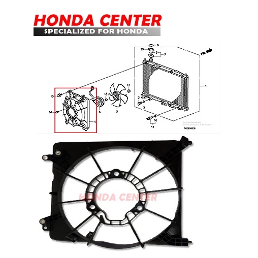 shroud fan rumah kipas sarang kipas radiator freed brio 2014 2015 2017 2019 jazz s rs ge8 2008 2009 2010 2012 2013 2014 2015 city gm2 19015-RB0-004