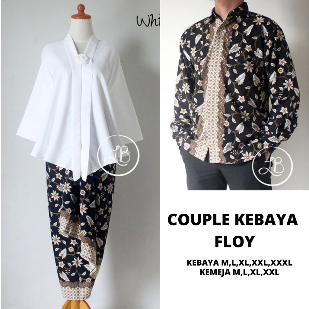 Setelan Kebaya Kutubaru Floy Couple White.