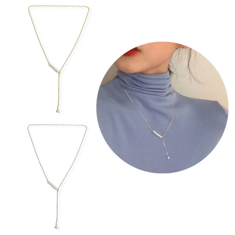 Arabella Korean Pearl Necklace Kalung Mutiara Tarik Ulur Rantai Korea