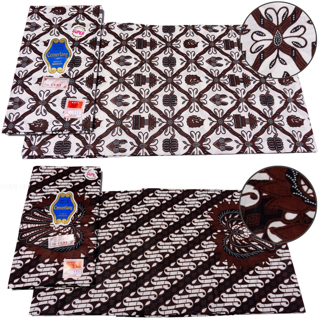 Kain batik Cemerlang Katun Primisima  Jarik Cap cent Halus Putih halus Banyak Motif Lengkap Katun halus