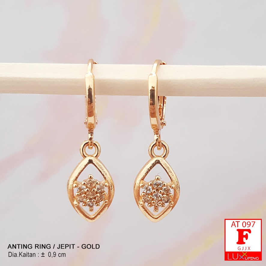 AT 097 Anting Cetik Dewasa Permata Zirkon Perhiasan Imitasi Lapis Emas 18K Model Bintang Love Anting Xuping Bebek Luxx Xuping