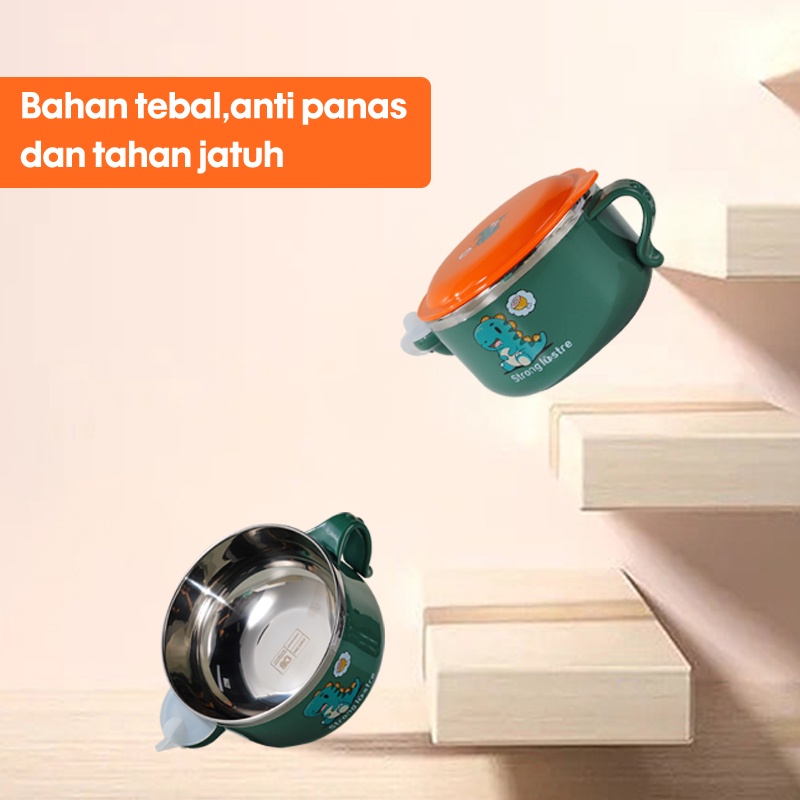 Letyeah &amp; Kaizenliving kotak mangkuk makan Bayi Anti Panas/Peralatan Makan Mangkuk Mie Stainless baby safe