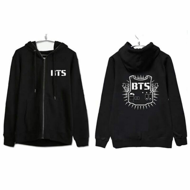 Jaket Sweater Bts Army Bangtan Jacket Hoodie Pria Wanita Fleece Tebal Sablon Polos Resleting Murah