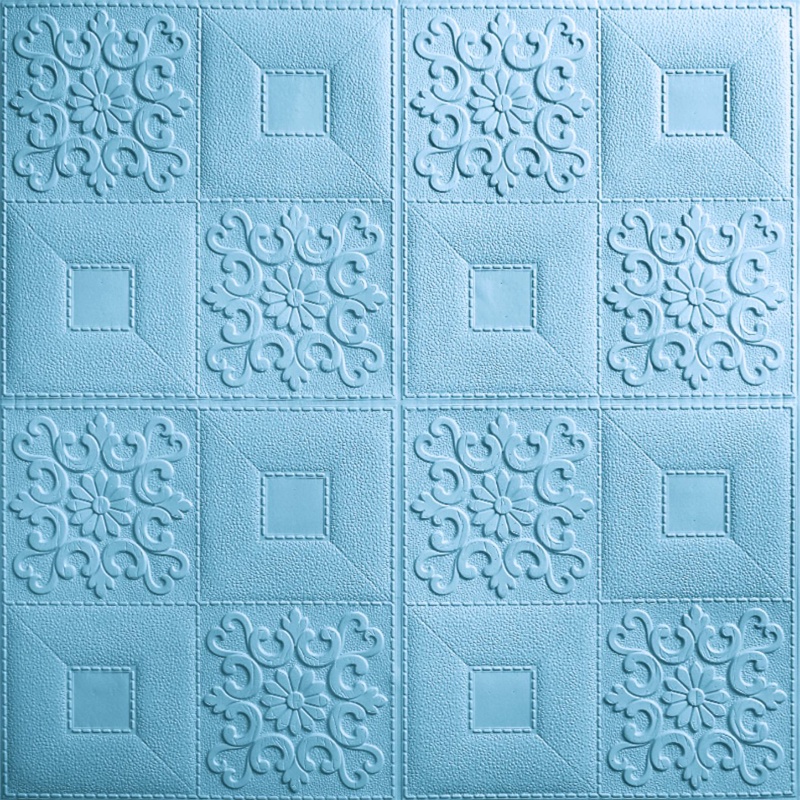 [COD] Wallpaper Dinding Foam 3D /Walpaper Stiker Dekorasi Dinding Kamar Murah Wallfoam High Quality 70X70CM-BIRU 70*70CM