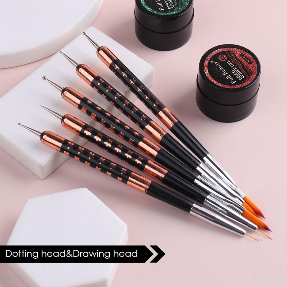 Solighter Nails Art Dotting Pen UV Painting Liner Gel Brushes 2in1 Kepala Ganda