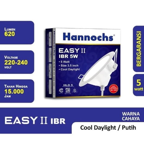 Lampu LED Downlight Plafon Hannochs EASY II IBR 5 Watt - CAHAYA PUTIH