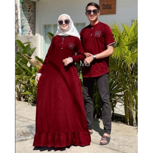 gamis couple ANETH terbaru / gamis couple simple / gamis couple kondangan  lamaran santai
