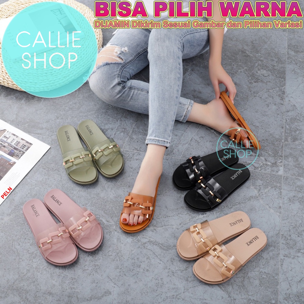 Sandal Wanita Selop Jelly Rantai Kotak Balance 956-X7 RNTKTK3