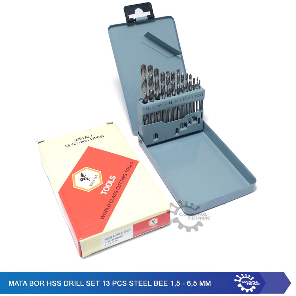 Mata Bor HSS Drill Set 13 Pcs Steel Bee 1,5 - 6,5 mm