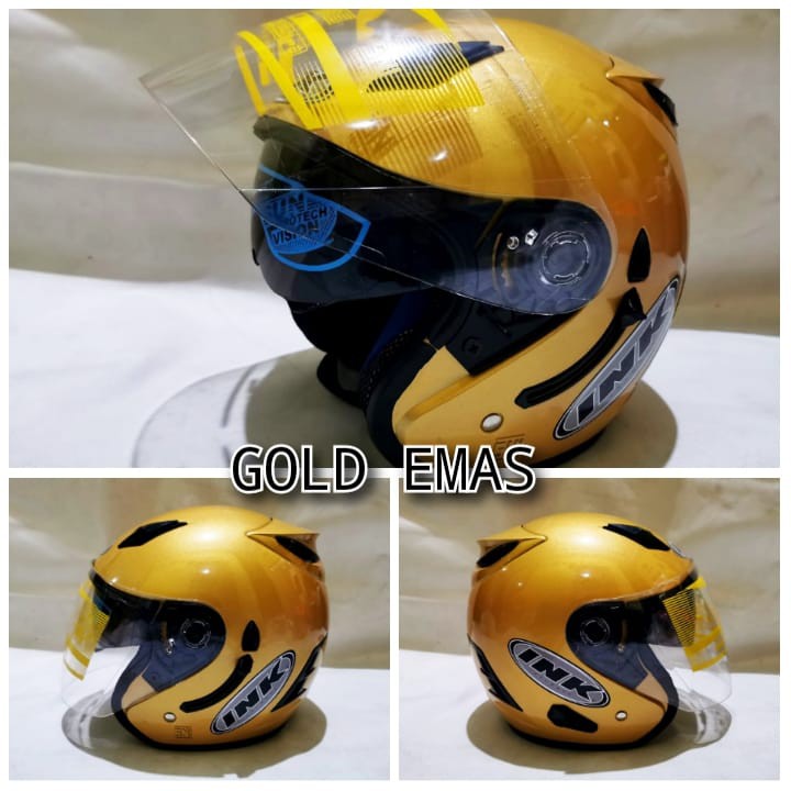 helm ink KW murah centro double visor merah hitam putih dobel kaca GOLD PRIA WANITA GANTENG CANTIK