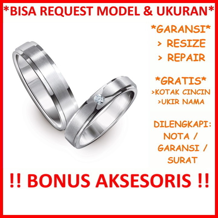 Gratis Ukir Nama Bisa Pesan Model Garansi Platina Asli Cincin Tunangan Platinum Couple Kawin ID219