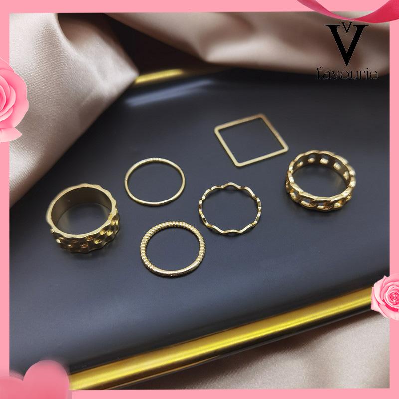 [COD]4pcs / Set Cincin Jari Telunjuk Bentuk Geometris Gaya Retro Untuk Wanita-FA