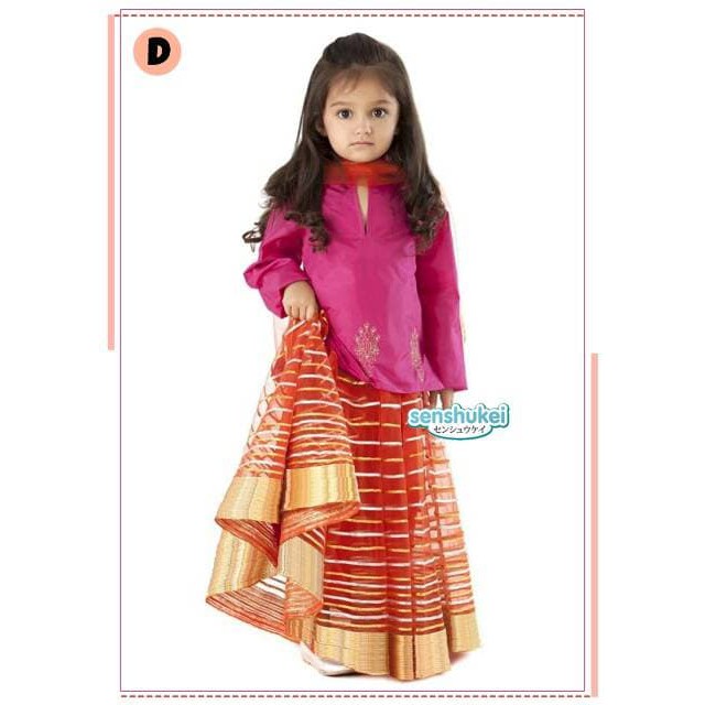 CUCI GUDANG   senshukei 17D Baju Dress Anak Kecil Kostum Pink Sari India Hijab Impo   TERLARIS