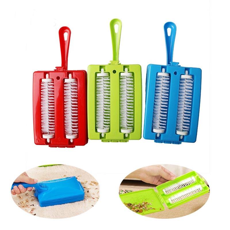 Kreatif Kepala Sikat Ganda Karpet Sofa Brush Handheld Sweeper Crumb Dirt Pet Hair Cleaner Roller Sikat Pembersih Rumah Penghilang Debu