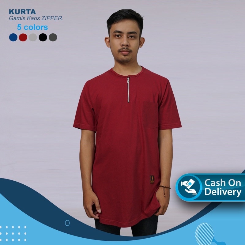 baju koko kurta ziper kaos pakistan lengan pendek cotton  combed 24s premium / kaos kurta ziper pria kurta zavision