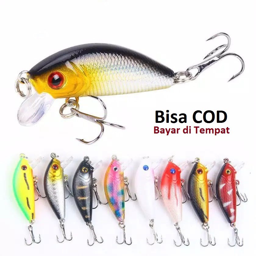 COD Minnow Crankbait 5cm/4.2gr Umpan Pancing Ikan Minnow Mini Floating Fishing Lure Trible Kail
