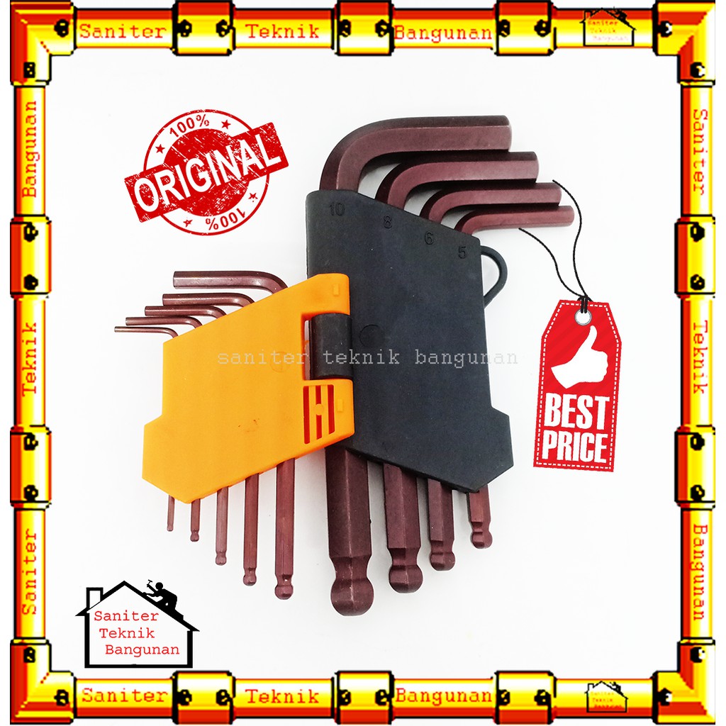 KUNCI L SET BALLPOINT PENDEK BLACKFOOT-HEX KEY 9 PCS