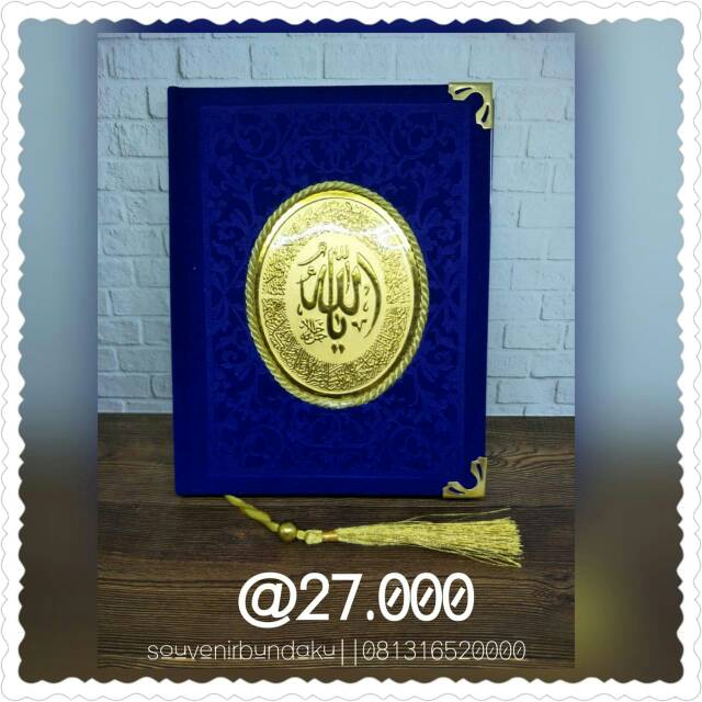 Buku yasin hard cover beludru biru 208 halaman