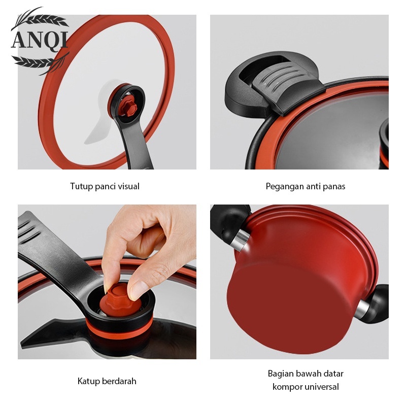 ANQI 1888 Panci Presto Teflon Totipotent Micro Pressure Cooker Pot 3.5L Anti Lengket VS-1805