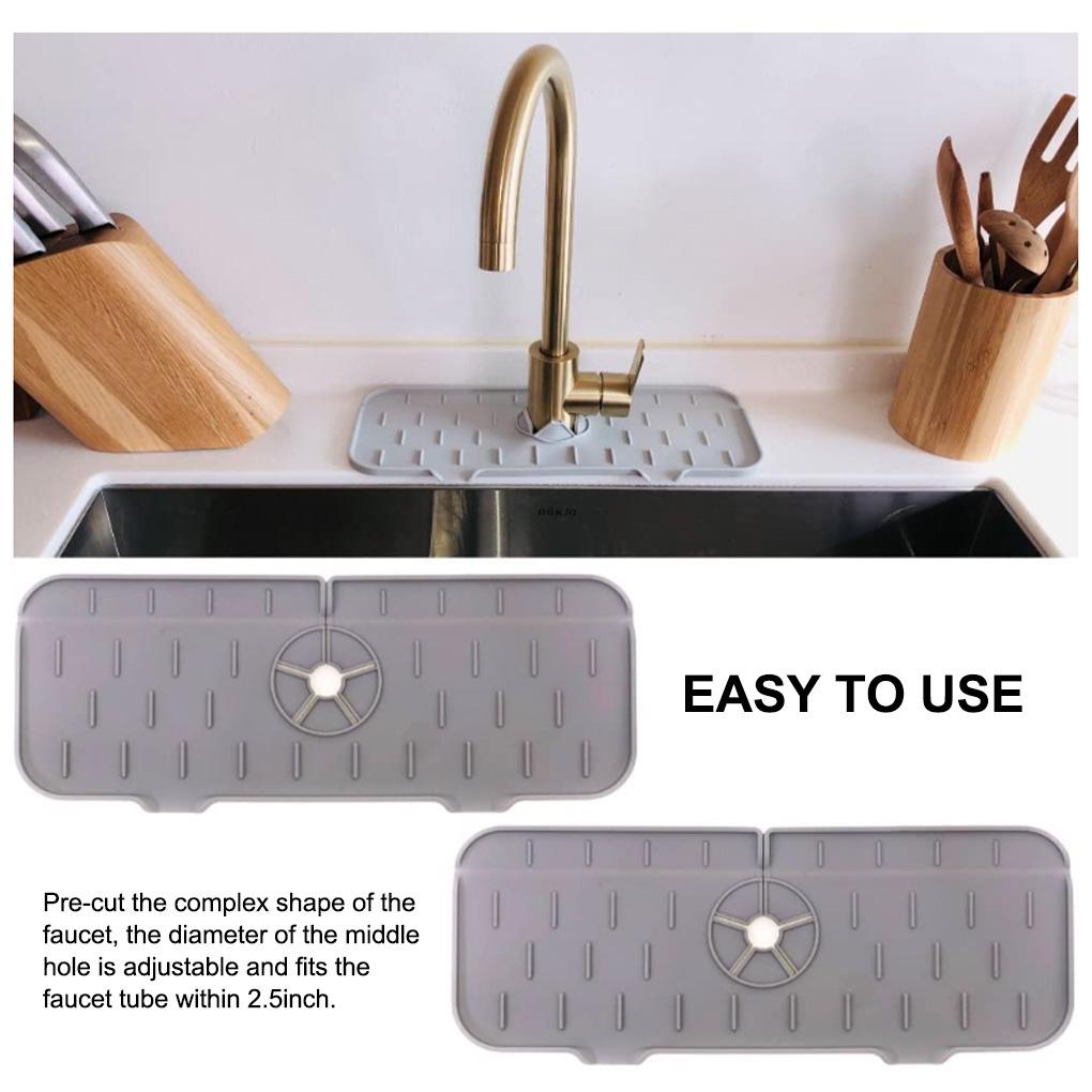 Kitchen Sink Silicone Faucet Mat Baskom Kamar Mandi Drip Cather Tray Non-Slip Reusable Ekstensi Draining Pad Indoor