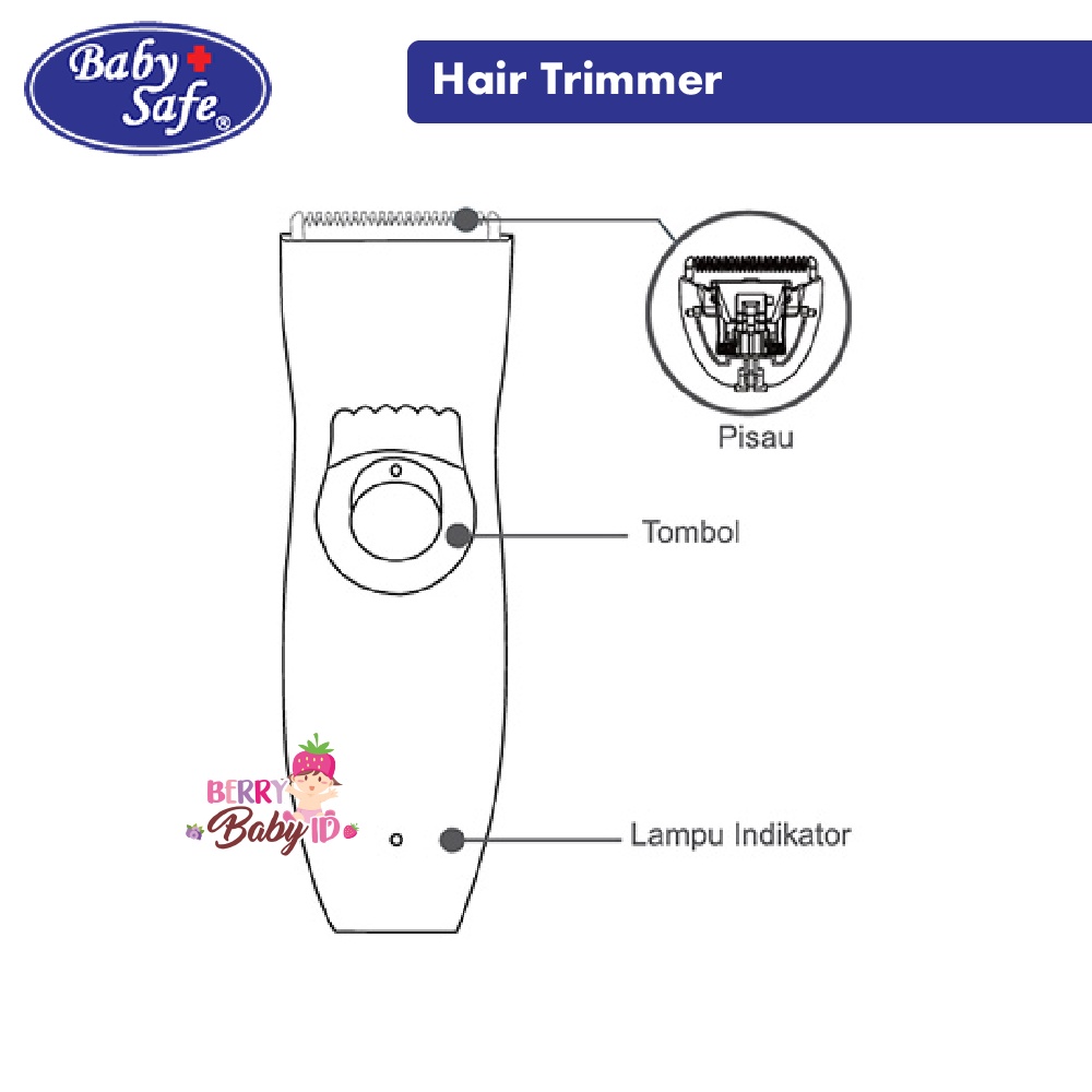 Baby Safe Hair Trimmer Gunting Rambut Alat Cukur Rambut Bayi Anak 3m+ Berry Mart