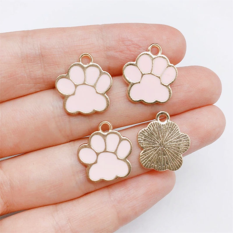 4pcs Liontin Enamel Bentuk Kaki Hewan Bahan Alloy Handmade Untuk Membuat Perhiasan