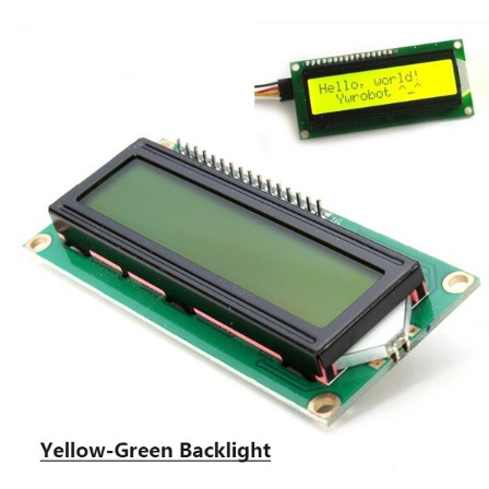 LCD Display 16X2 1602 Hijau Kuning karakter MODULE Arduino Raspberry Pi backlight