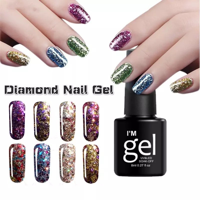 IM GEL I'M GEL GLITTER SERIES uv led soak off gel polish gliter / kutek gel polish Tahan 1 Bulan