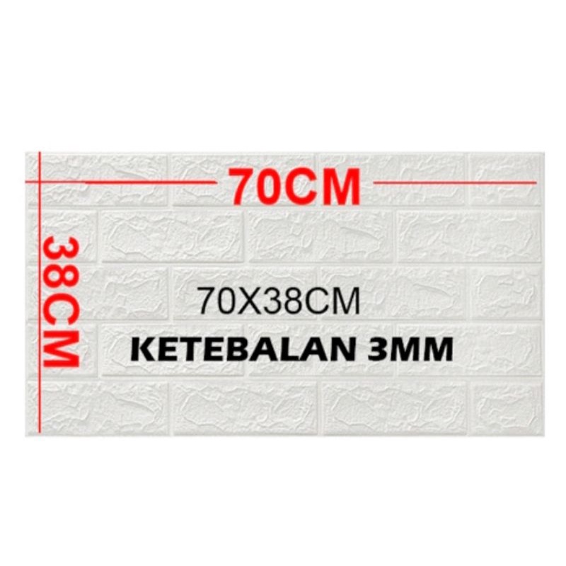 Wallpaper Dinding 3D Foam Motif Batu Bata Ukuran 77 x 70 CM Dekorasi Dinding Kamar Rumah Murah//List Wallpaper uk.11x70cm-PUTIH PROMO 70X38CM