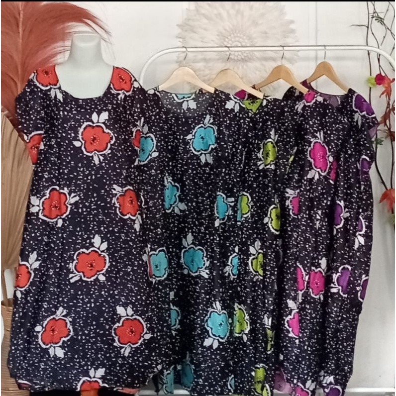 Daster Midi Jumbo Adem Ecer Grosir bs pilih motif murah bali karakter bunga ibu panjang hamil ld 120-MOTIF MJZI