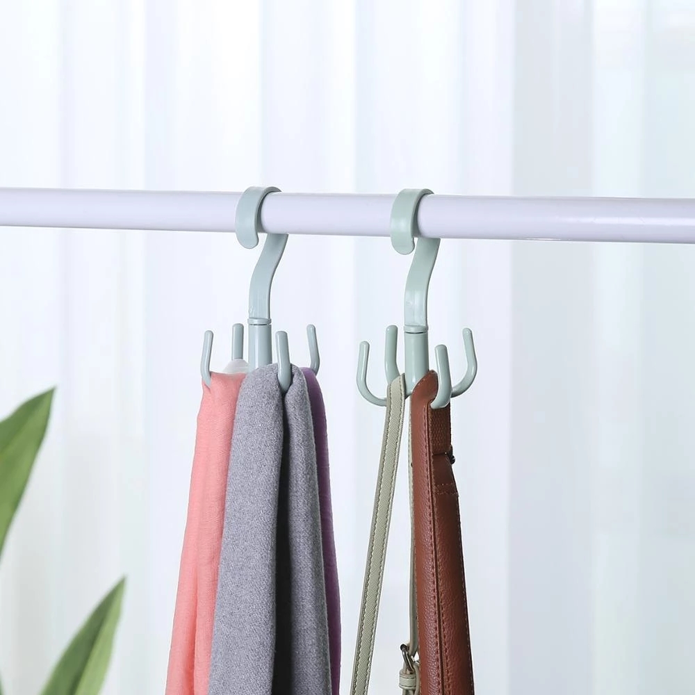 Creative 4 Claw Hook Rotating Rack / 360 Degree Plastic Dry Wet Dual Use Hanger Scarf Necktie Shoes Hook / Home Multifunction Storage