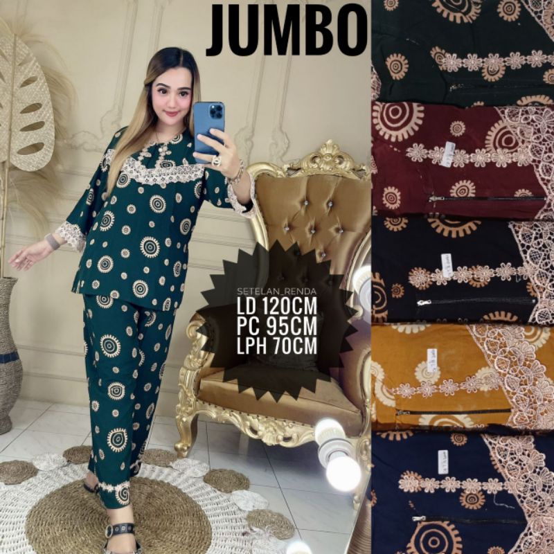 NEW JUMBO!!! SETELAN WANITA CPLP DASTER ARAB RENDA JUMBO LENGAN 3/4 PANJANG MOTIF TERBARU-Motif 5