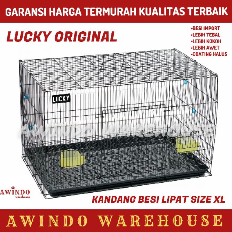 KANDANG BESI LIPAT UMBARAN SANGKAR SIZE XL 75x50x52 BURUNG PLECI LOVEBIRD MURAI LUCKY ORI 758