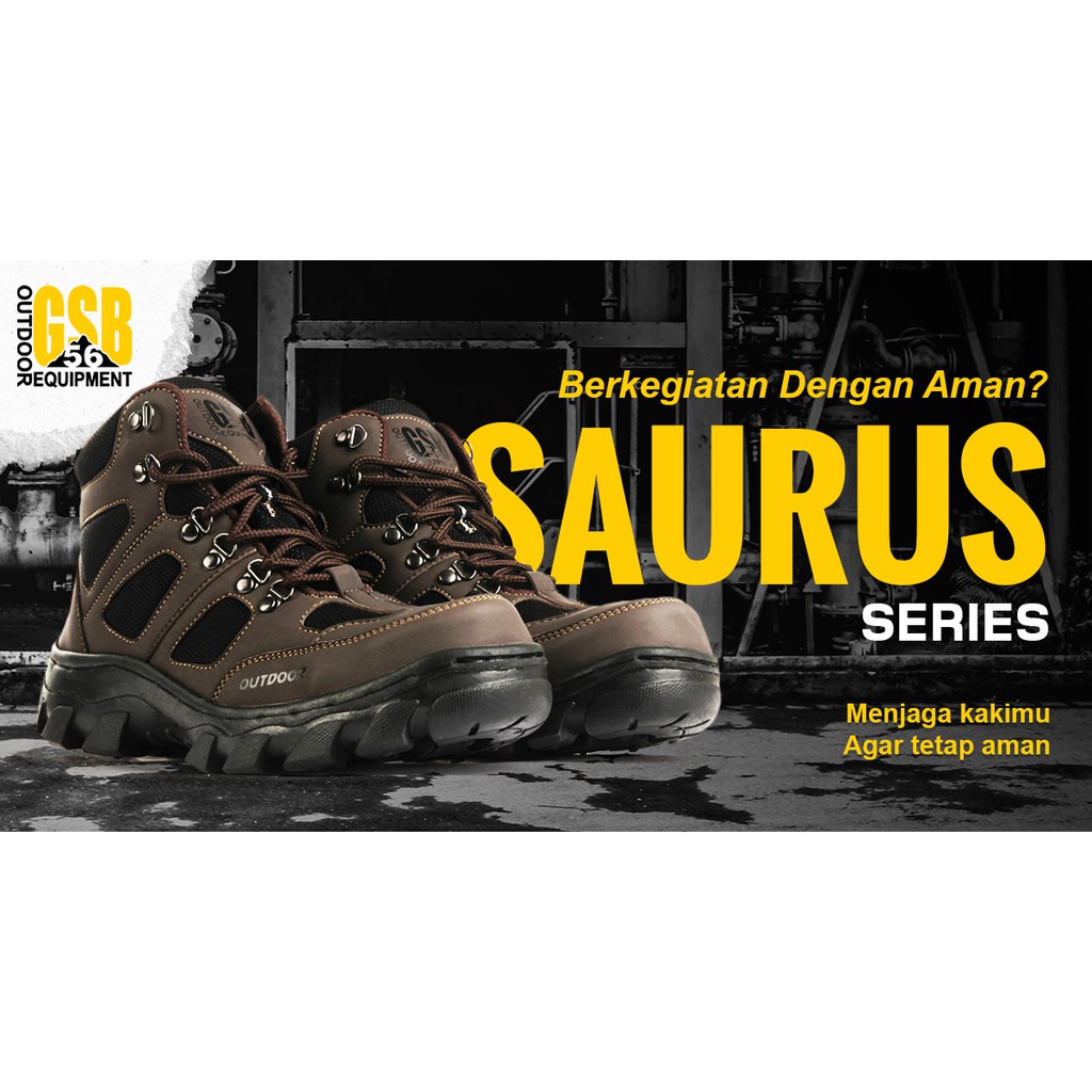 Sepatu Boots Pria Ujung Besi GSB-56 Original Saurus / Sepatu Outdoor / Sepatu Hiking / Sepatu Safety