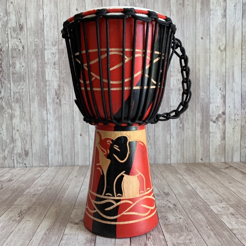 Alat Musik Kendang Jimbe 40cm Motif Ukir Mainan Hiasan Souvenir Termurah