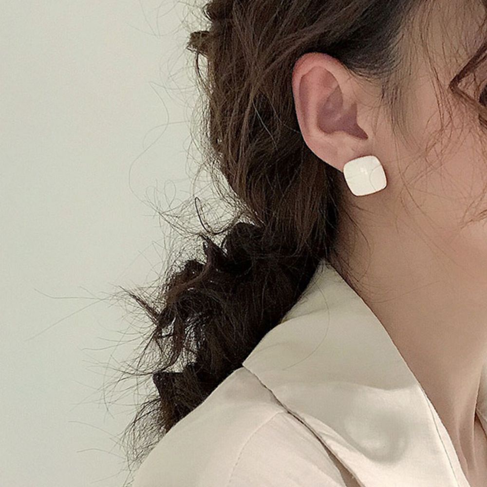 Mxbeauty Anting Stud Enamel Bentuk Kotak Geometris Warna-Warni Gaya Vintage Untuk Wanita
