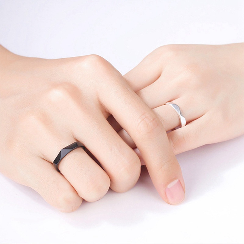 Fancyqube Cincin Geometris Dapat Disesuaikan Warna Hitam Putih Untuk Wanita