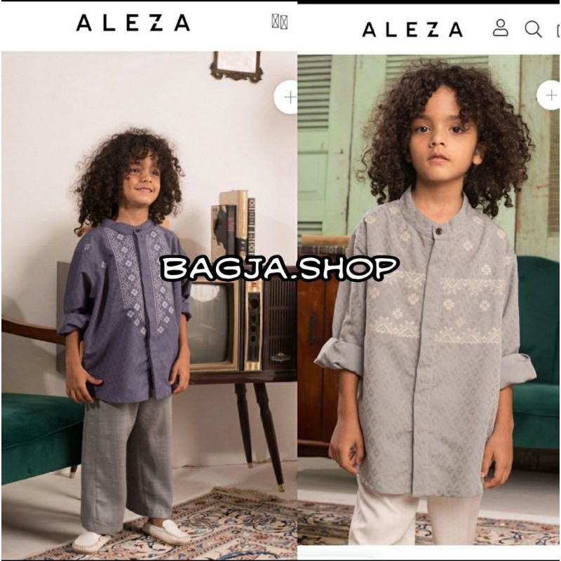 SALE READY New Zayn Shirt Sage Green dan Navy Aleza Label Kids