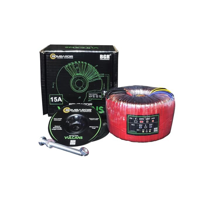TRAFO DONAT 15A 65V CT VULCANS BOMBARDIR TRAVO TOROID VULCANS BOMBARDIR 15 AMPER CT 65 VOLT BELL BGR