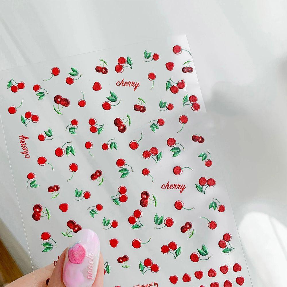 Agustin 3D Stiker Kuku Wanita Timbul Perekat Diri Peach DIY Nail Decals