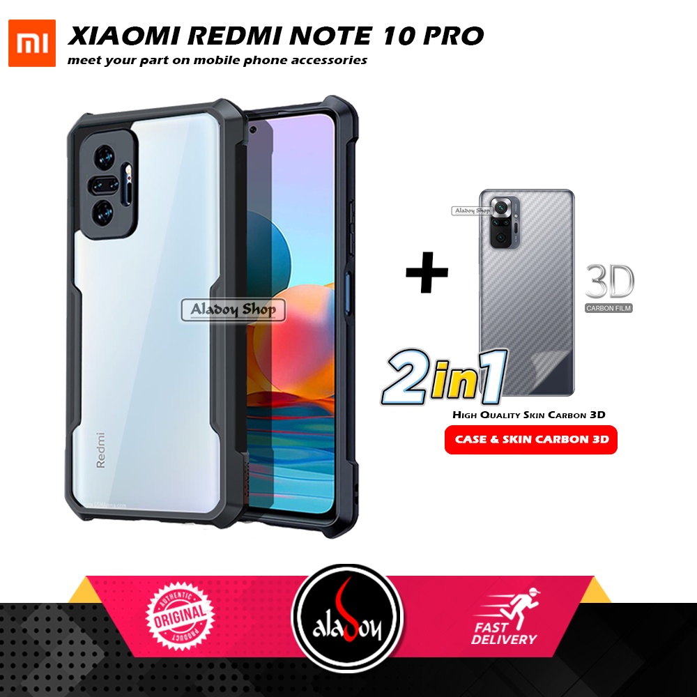 Case XIAOMI REDMI NOTE 10 PRO Armor Fusion Transparent Casing Free Skin Carbon 3D