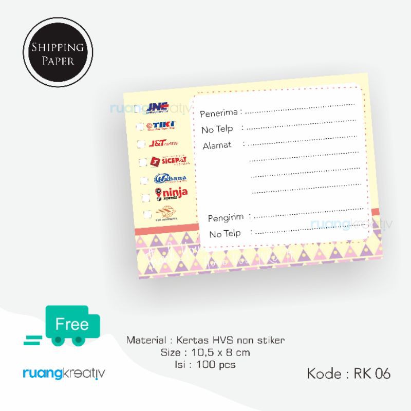 

RuangKreativ READYSTOCK Label Alamat Pengiriman Olshop FullColor 100 lembar