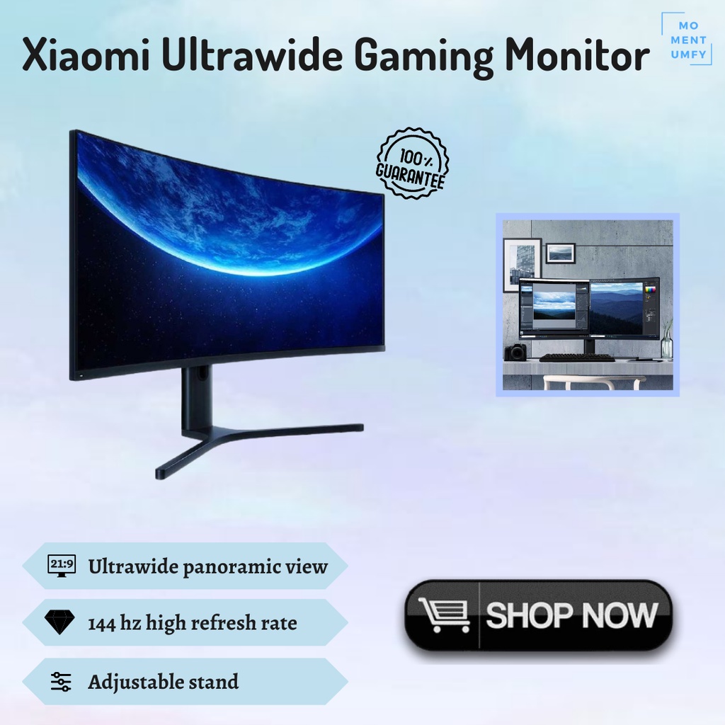 Layar Monitor LCD Komputer PC Gaming Game Xiaomi 144Hz 1440p Besar Lengkung Curve 34 Inci Inch Murah