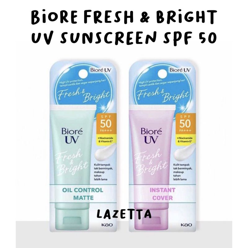 Sunscreen Biore BPOM | Biore UV Fresh &amp; Bright Sunscreen | Biore Fresh &amp; Bright  UV SPF 50 PA+++ | Sunscreen Biore Oil Control | Sunscreen Biore Instant Cover | Sunscreen Biore | Sunscreen viral | Biore SPF 50 | Biore