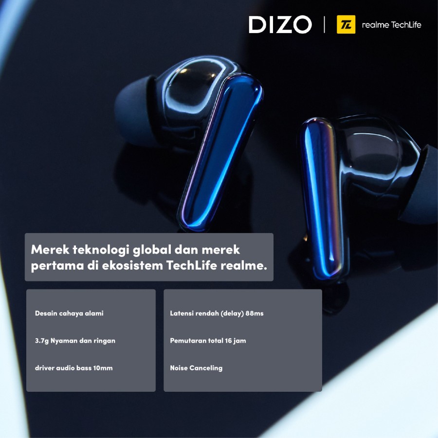 Realme Dizo Techlife Buds Z Earphone Bluetooth Tws IPX4 Waterproof